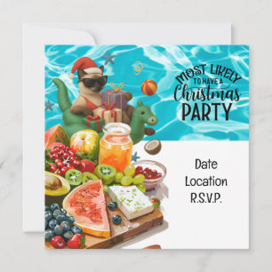 Invitación Fiesta de grupos de Navidades de gato para Navidad