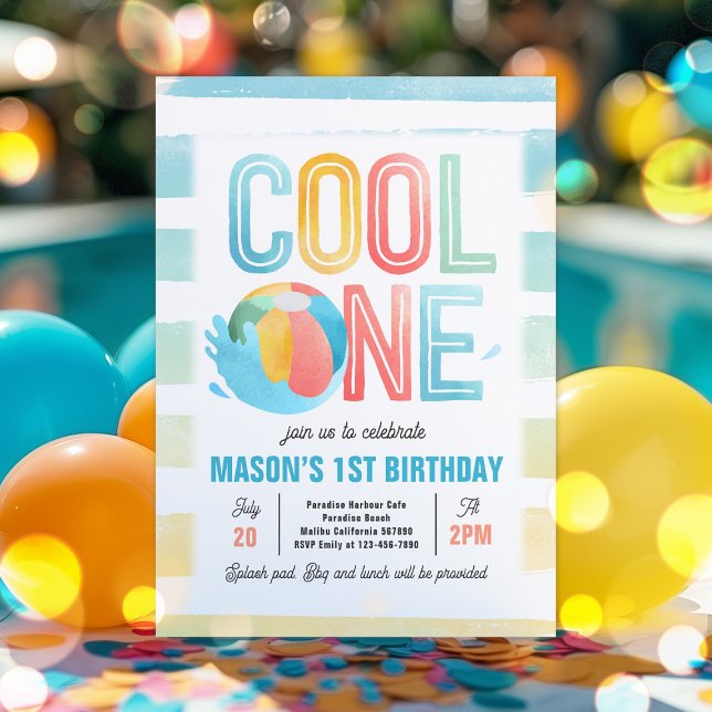 Invitación Fiesta de Guay One Pool Beach Fiesta de cumpleaños (Subido por el creador)