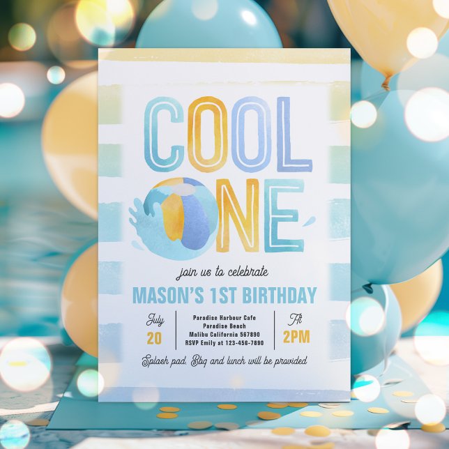 Invitación Fiesta de Guay One Pool Beach Fiesta de cumpleaños (Subido por el creador)
