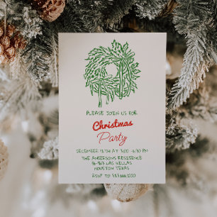 Invitación Fiesta de guerra de Navidades verdes rojos escrito