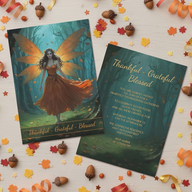 Invitación Fiesta de Hadas Encantadas de Acción de Gracias de (Subido por el creador)