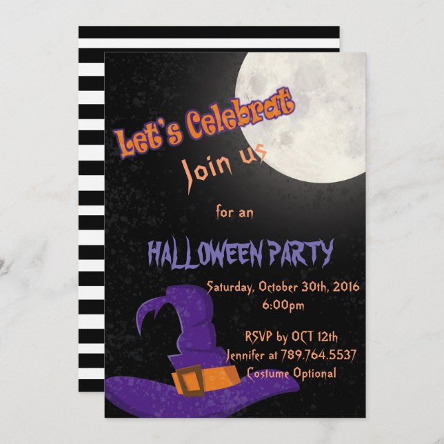 Invitación Fiesta de Halloween (Anverso / Reverso)