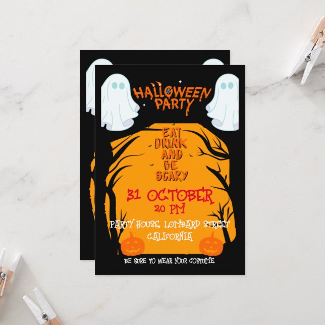 Invitación Fiesta de Halloween (Anverso/Reverso In Situ)