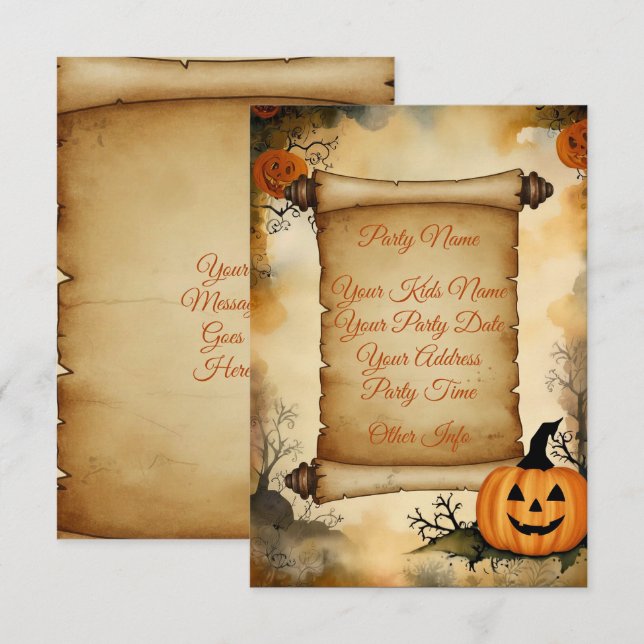 Invitación Fiesta de Halloween (Anverso / Reverso)