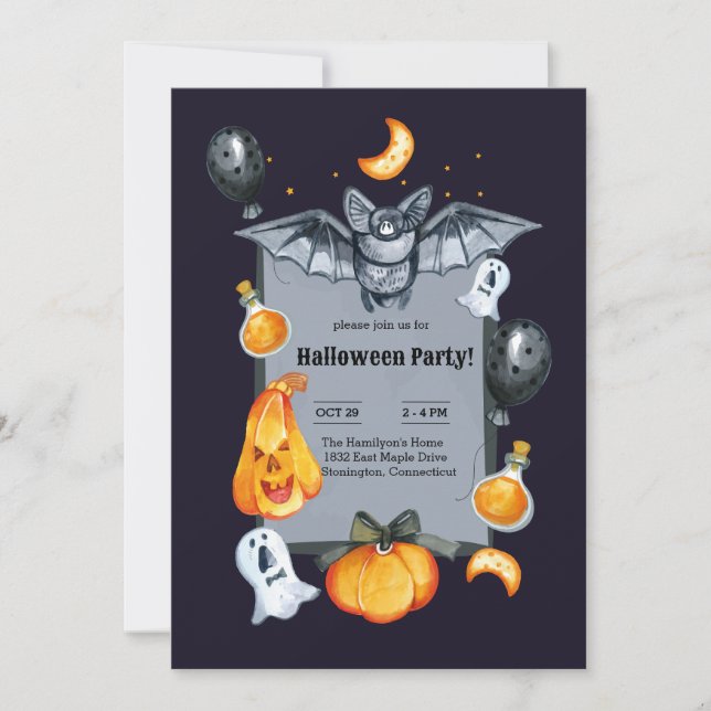 Invitación fiesta de halloween (Anverso)