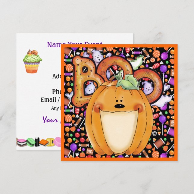 Invitación Fiesta de Halloween (Anverso / Reverso)