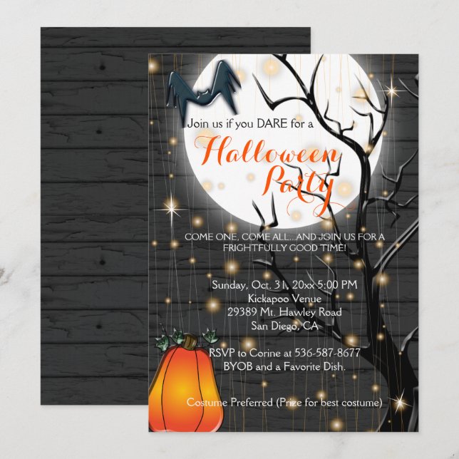 Invitación Fiesta de Halloween (Anverso / Reverso)