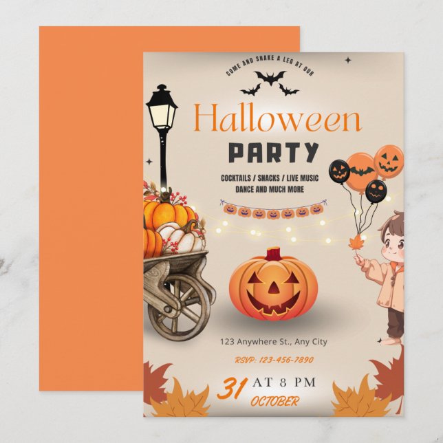 Invitación Fiesta de Halloween (Anverso / Reverso)