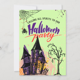 Invitación Fiesta de Halloween Abstracta y Colorida de Color
