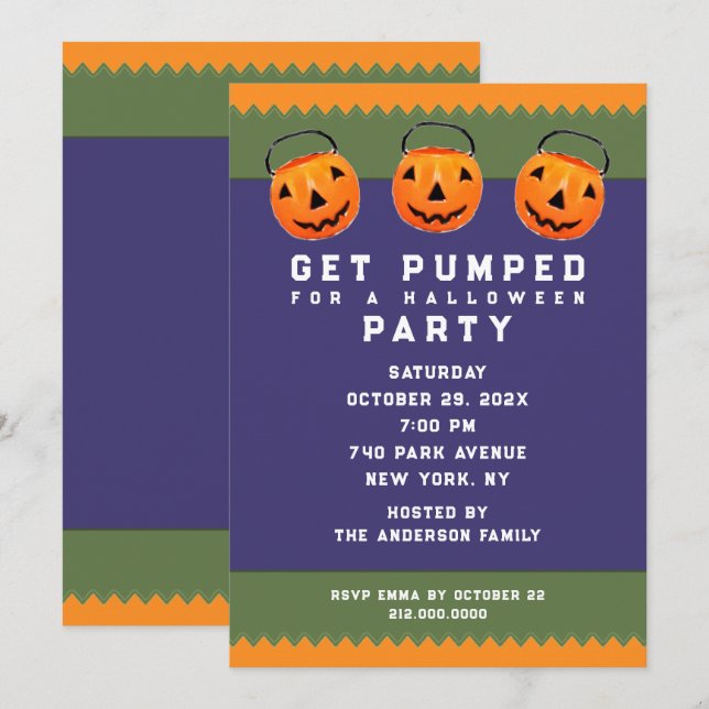 Invitación Fiesta de Halloween adorable (Anverso / Reverso)