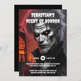 Invitación Fiesta de Halloween adultos hombre vampiro gótico 