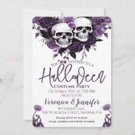 Invitación Fiesta de Halloween Adultos Purple Floral