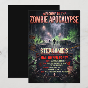 Invitación Fiesta de Halloween Apocalipsis Zombie