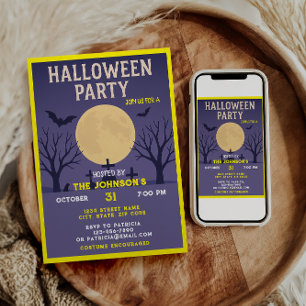 Invitación Fiesta de Halloween Aterrador Calabaza Disfraces N