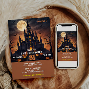 Invitación Fiesta de Halloween Aterrador Calabaza Disfraces N