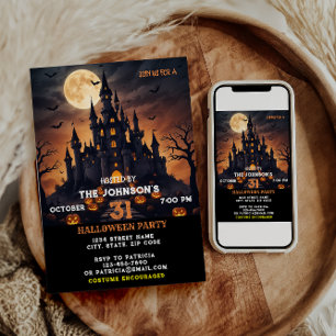 Invitación Fiesta de Halloween Aterrador Calabaza Disfraces N