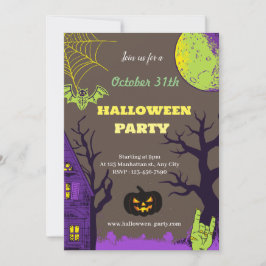 Invitación Fiesta de Halloween azul oscuro espumoso