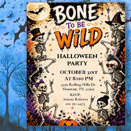 Invitación Fiesta de Halloween Bone To Be Wild