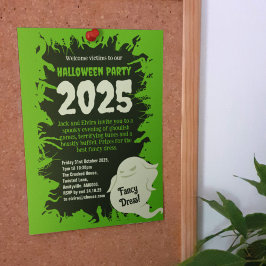 Invitación Fiesta de Halloween Brillante Ratas Verdes Crawadd