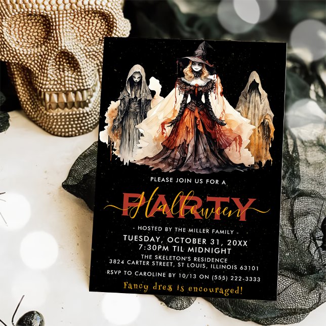 Invitación Fiesta de Halloween Bruja y Fantasma (Subido por el creador)