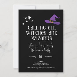 Invitación Fiesta de Halloween, brujas y magos