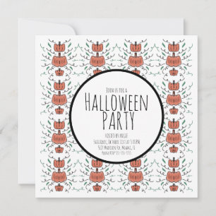Invitación Fiesta de Halloween Calabaza Doodles