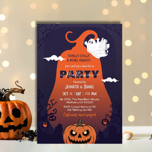 Invitación Fiesta de Halloween Calabaza Fantasma Cementerio P