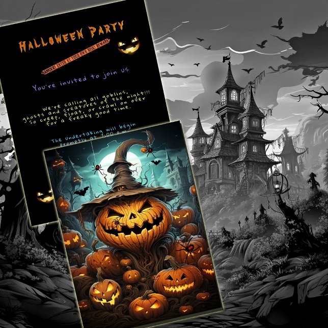 Invitación Fiesta de Halloween Calabazas Sombrías Oscuras Peg (Subido por el creador)