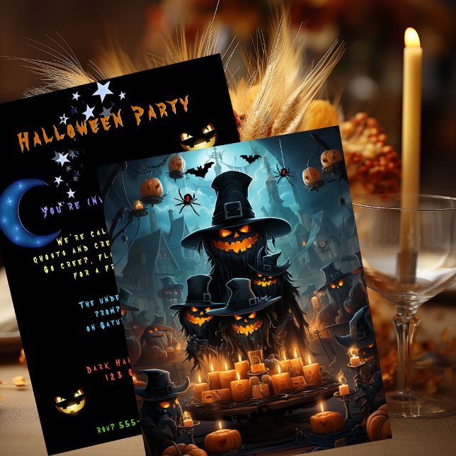 Invitación Fiesta de Halloween Calabazas Sombrías Oscuras Peg (Subido por el creador)