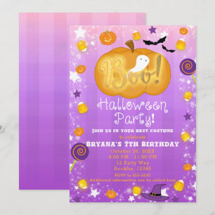 Invitación Fiesta de Halloween caprichosa divertida de morado