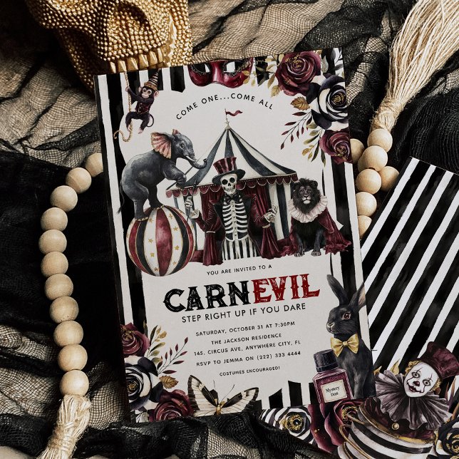 Invitación Fiesta de Halloween CARN-EVIL del Circo Oscuro (Subido por el creador)
