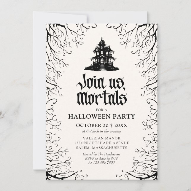 Invitación Fiesta de Halloween Casa Embrujada (Anverso)