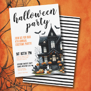 Invitación Fiesta de Halloween Casa Embrujada de Disfraces An