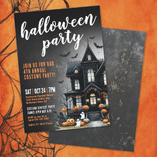 Invitación Fiesta de Halloween Casa Embrujada de Disfraces An