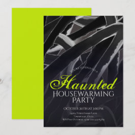 Invitación Fiesta de Halloween Casa Embrujada Gris Verde