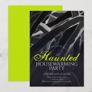 Invitación Fiesta de Halloween Casa Embrujada Gris Verde