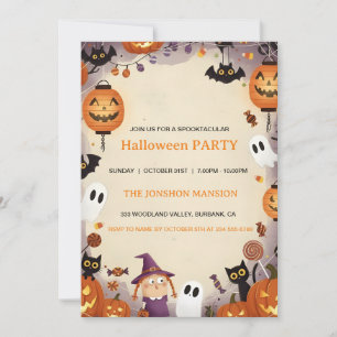 Invitación Fiesta de Halloween Casa Embrujada Oscura Espeluzn