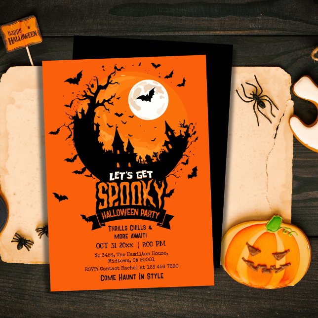 Invitación Fiesta de Halloween Castillo Embrujado Murciélago  (Subido por el creador)