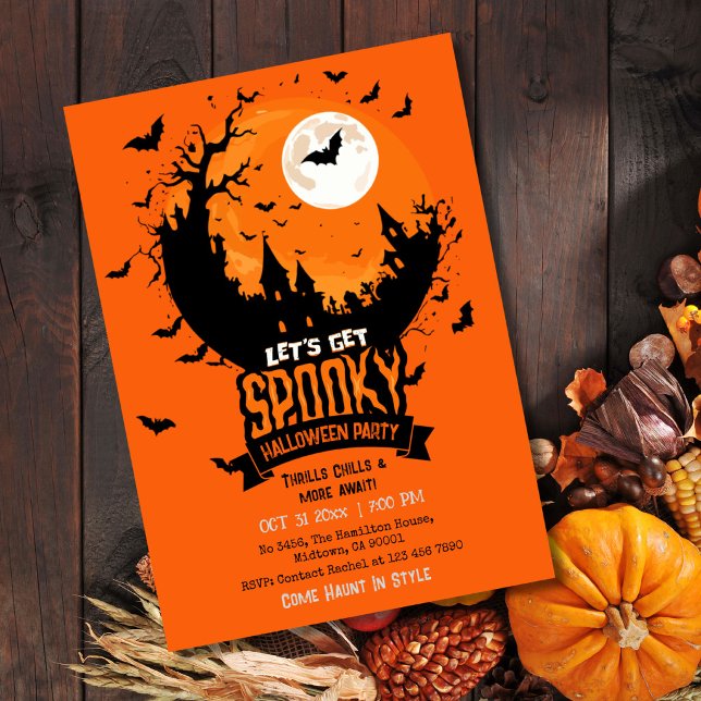Invitación Fiesta de Halloween Castillo Embrujado Murciélago  (Subido por el creador)