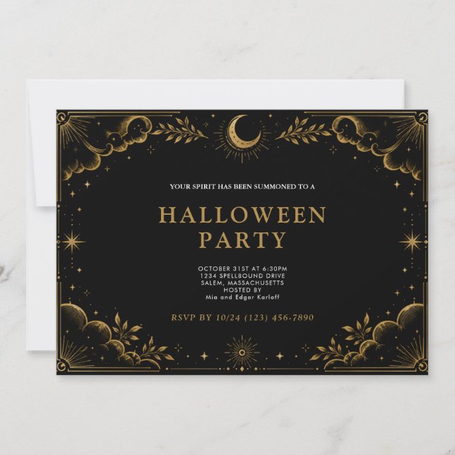 Invitación Fiesta de Halloween Celestial Elegante (Anverso)