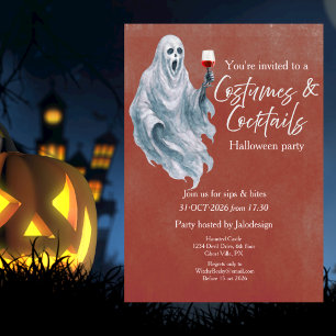 Invitación Fiesta de Halloween Cóctel de Disfraz de Fantasma