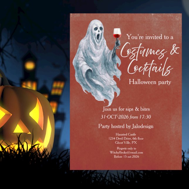 Invitación Fiesta de Halloween Cóctel de Disfraz de Fantasma  (Subido por el creador)