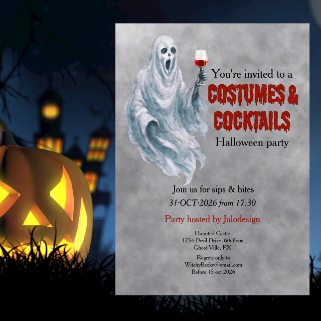 Invitación Fiesta de Halloween Cóctel de Disfraz de Fantasma  (Subido por el creador)