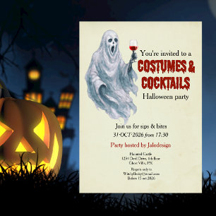 Invitación Fiesta de Halloween Cóctel de Disfraz de Fantasma