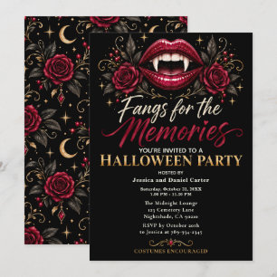 Invitación Fiesta de Halloween 'Colmillos para los Recuerdos'