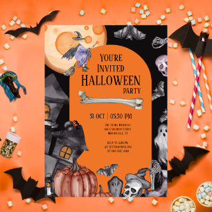 Invitación Fiesta de Halloween Come Bebe y Sé Espantoso