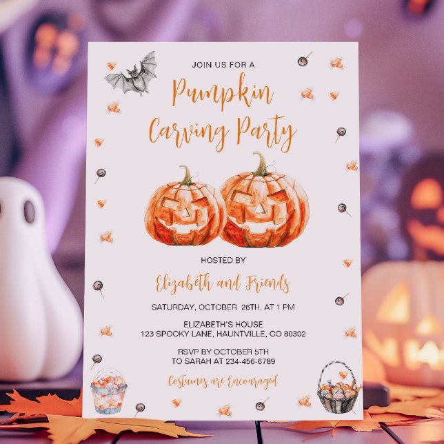 Invitación Fiesta de Halloween con calabaza (Subido por el creador)