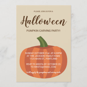 Invitación Fiesta de Halloween con calabaza trenzada