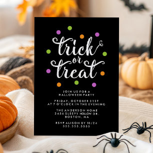 Invitación Fiesta de Halloween con Confeti de Truco o Trato L