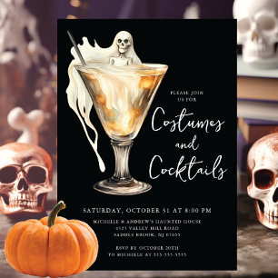 Invitación Fiesta de Halloween con disfraces y cócteles